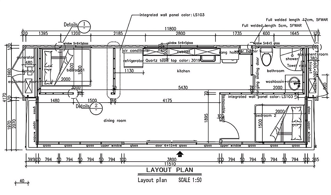 assembled two bedroom home prefab expandable container house